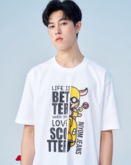 Niyom Jeans collection INDIGO : เสื้อยืด Oversize รุ่น TSO-108 สกรีนลาย ผ้าCotton ผ้ายืด