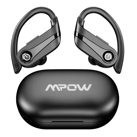 Mpow Q63 Bluetooth 5.3 Wireless Earbuds with Mic IPX7 Waterproof 200H Earphones with Hooks for Sport