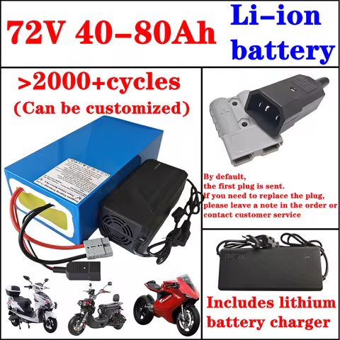 72V 80Ah Li-ion Battery 40Ah 50Ah 60Ah Lithium Batterie With BMS 20S For 1KW 2KW 3KW Two Wheeler Ska