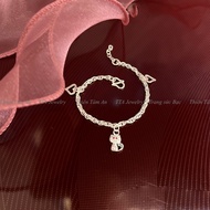 Lắc tay Bạc ta Hello Kitty nhỏ xinh 13cm - 16cm có thể sử dụng như lắc chân cho bé gái - Bạc thật TT