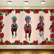 7x5FT Red Rose Horse Race Party Photography Background Kentucky Derby Photo Backdrop Banner Polyeste