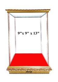 ตู้พระ ตู้กระจก(ใส่พระขนาด 9x9x13 นิ้ว) ขนาดภายนอก 26x26x39 ซม. กรอบไม้สีทอง