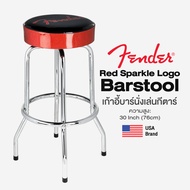Fender® Red Sparkle Logo Guitar Barstool เก้าอี้นั่งเล่นกีตาร์ เก้าอี้บาร์ สูง 24" / 30" เบาะหมุนได้