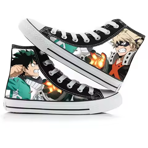 My Hero Academia high-top canvas shoes anime Izuku Midoriya student capplet shoes breathable and com