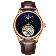 JKLP นาฬิการะบบไขลาน Tourbillon แกนค้ำเฉพาะด้านหลังผู้ชายของแท้นาฬิกากันน้ำนาฬิกาข้อมือสุดหรูไพลิน T