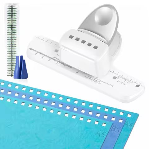5 Hole Square Binding Machine Set with 10 Binding Spines Spiral Binding Hole Puncher Manual Paper Pu