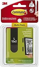Command Adhesive Strips, Value Pack 12 x 2 Size L (24 Strips), Black, Picture Hanging without Drilli