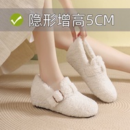 Sanxi Same Style Birkenstock Shoes Full Leather Winter Fleece Lining Thick-Soled Inner Heightening F