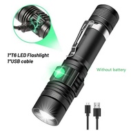 Flashlight 3 Modes 50000LM T6 LED Torch Light Rechargeable Waterproof 12*2.7*2.4cm Aluminum Alloy Bl