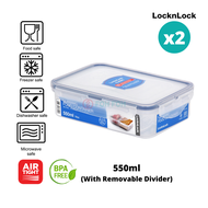 [SG Stock] [Bundle of 2] LocknLock PP Microwave Airtight Stackable Classic Food Container With Removable Divider 550ml