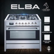 Elba Professional Range Cooker 115 Litre Oven Grill Bake 5 Burner Italian Sabaf EPRCH9880ST(SS) Safe