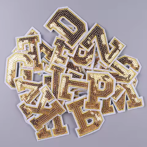 26 English Letters Patch Golden letter embroidery Patch Letter Iron On Patches For Clothing Gold Edg