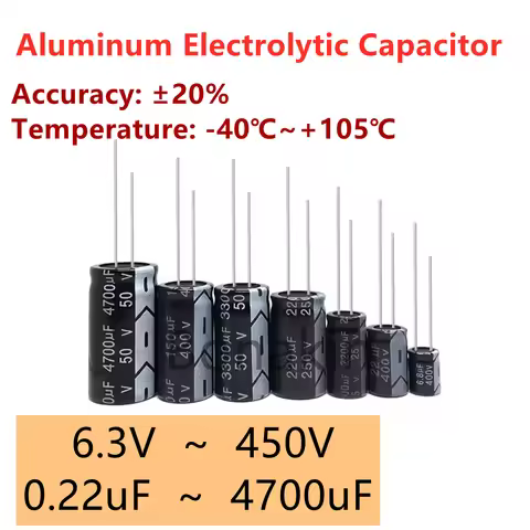 Aluminum Electrolytic Capacitor 10UF 22UF 47UF 100UF 220UF 330UF 470UF 680UF 1000UF 2200UF 4700UF 10