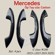 Carbon door handle cover for Mercedes C200 C300 W206 2022 2023 2024 2025 Accessories