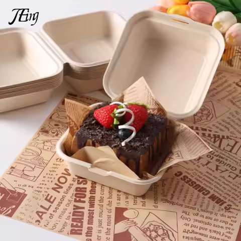 10pcs Disposable Bento Food Containers Baking Dessert Cake Bowl Packaging Burger Snack Boxes Microwa