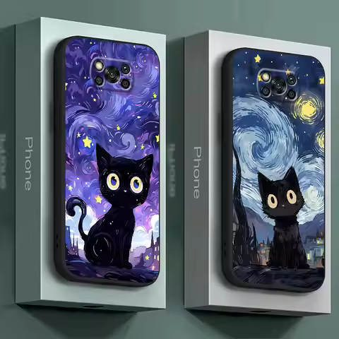 Cover Starry Sky Cat Phone Case for Poco M3 C50 C51 X4 Pro 5G M4 Pro 5G F5 X3 NFC X4 GT M5 F1 C40 X5