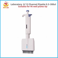 IKEME Laboratory Pipette 8/12 Channel Pipette Half Sterilized Micropipette Manual Digital Adjustable