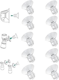 Flange Inserts 13/15/17/19/21mm*2 10PCS,24mm Breast Pump Shields/Flanges Compatible with Momcozy S9/S9pro/S10/S12/S12pro/Spectra/Medela/Willow/TSRETE,Reduce 24mm Tunnel Down to Correct Size