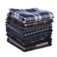 3Pcs 43x43cm 100% Cotton Black Grey Striped Checkered Men Pocket Wedding Party Gift Handkerchiefs