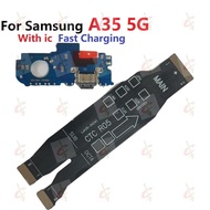 With IC sub charging board for Samsung galaxy A35 5G motherboard Main borad flex cable