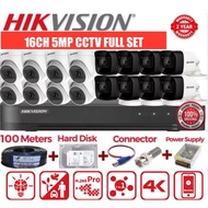 HIKVISION 16CH 5MP FULL SET 16CH DVR + CAMERA + 1TB HARD DISK + 20A POWER SUPPLY + BNC + DCPLUG +100
