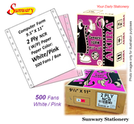 Computer Form 2ply NCR 9.5" x 11" - White / Pink ( 500 Fans / Box ) 2 ply Akira computer form W/P Bl