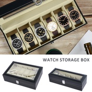 Watch Box Organizer 6/12 Slots Watch Display Case with Glass Lid Anti-Scratch Watch Storage Organize