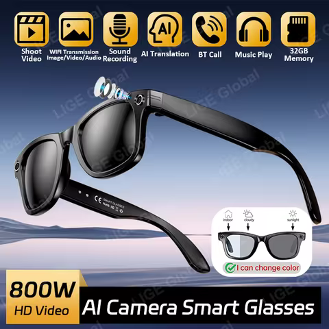 LIGE AI Smart Glasses 8MP HD Camera Video Bluetooth Call Intelligent Translation 270mAh Battery Voic