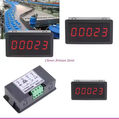 E06B 0-99999 Counter LED Display 5-Digit Counter Meter 12-24V Red 5 Digit 0.56" LED Panel Counter Me