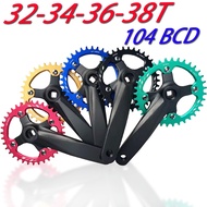 Mountain Bike Square Hole152mm Crank104BCD Positive and Negative Tooth Chainring Single Chainring34t