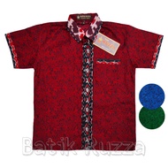 BB Batik Anak MERAH KEMEJA Child Batik Shirt Size 0-15 Years Old Mega Mendung Maroon Maroon Blue Nav