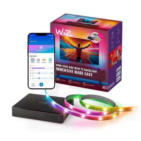 HDMI Sync Box with TV Backlight Sync to Movies, Games amp Music HDMI 2.0 Supports 4K 60Hz RGBIC LED 