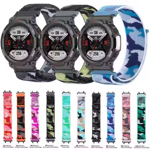 Camouflage Nylon Loop Strap For Huami Amazfit T-REX 2 Smart Watchband Sports Bracelet For Xiaomi Ama