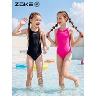 Zoke Girls One Piece Triangle Racing Swimsuit Kids Competitive Training Swimwear Chlorine Resistant 