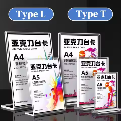 Multifunctional A4/A5/A6 Desk Display Stand Double Side Clear Acrylic Menu Stand Holder Transparent 