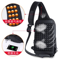 Men USB Casual Shoulder Crossbody Bag Waterproof Chest Bag