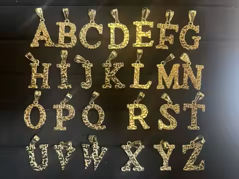Initial Nugget Letter Alphabet Charm Pendant Necklace