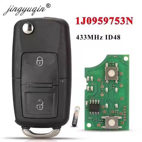 Jingyuqin 1J0959753N Remote Car Key 433Mhz ID48 For VOLKSWAGEN VW Beetle Bora Golf SEAT Toledo SKODA