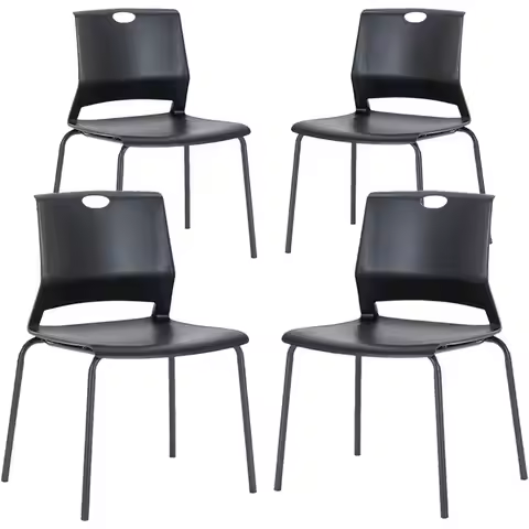 Stackable Chairs Set of 4, Modern Office Guest Chair Wide Seat, Stackable Dining Chairs, Plastic Cha
