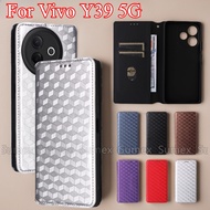 For Vivo Y39 5G Lattice Magnetic Leather Flip Cover Phone Case Stand Holder Card Slot Wallet Casing 