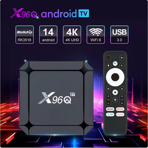 Android 14 Smart TV Box X96Q Rockchip RK3518 Quad-Core Cortex-A53 Wifi 6 4K Media Player Android TV 