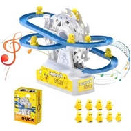 Small Duck Climbing Stairs Toy,Electric Duck Roller Coaster Toy Set,with LED Flashing Lights & Music