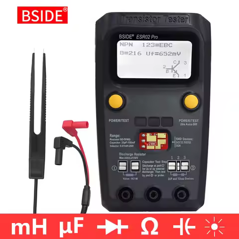 BSIDE ESR02pro Multi-purpose Transistor Tester Diode Triode Capacitance Resistor Meter MOS/PNP/NPN S