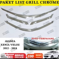 Paket List Grill Bumper Depan All New Avanza Xenia Veloz 2012 2014 Chrome Hitam