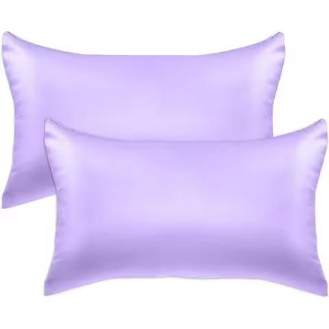 2-PACK Cooling Viscose Satin Pillowcase Set with Hidden Zipper closure, King, Lilac