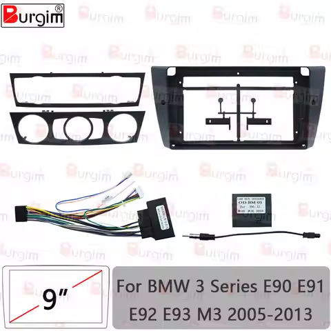 Burgim Car Android Radio Frame For BMW 3 Series E90 E91 E92 E93 M3 9 inch 2DIN Fascia Stereo Panel 1