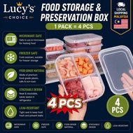 4PCS Value Pack 4 Compartment Food Container Microwave Safe Freezer Safe Meal Prep Lunch Box Storage