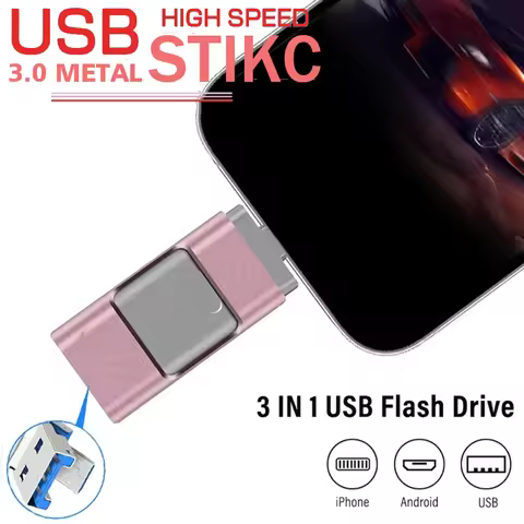 USB 3.0 Flash Drive 256G 128GB 64GB for IPhone with 3in1 for IPhone Interface Mirco TYPE Pendrive fo