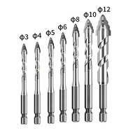 7PCS 3-12mm Four-blade Serrated Eccentric Drill Bit Tungsten Carbide Cemented Carbide Drill Bit Set