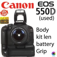 Canon Dslr 550D Camera kit len + batterygrip  (Used)
